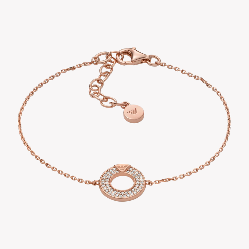 Emporio Armani Women's Rose Gold Bracelet, Sterling Silver with Cubic Zirconia | EG3589221