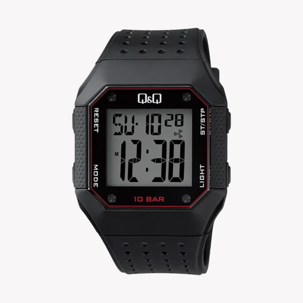 Q&Q Men's Black Men's Watch, Grey Digital Dial | M158J002Y