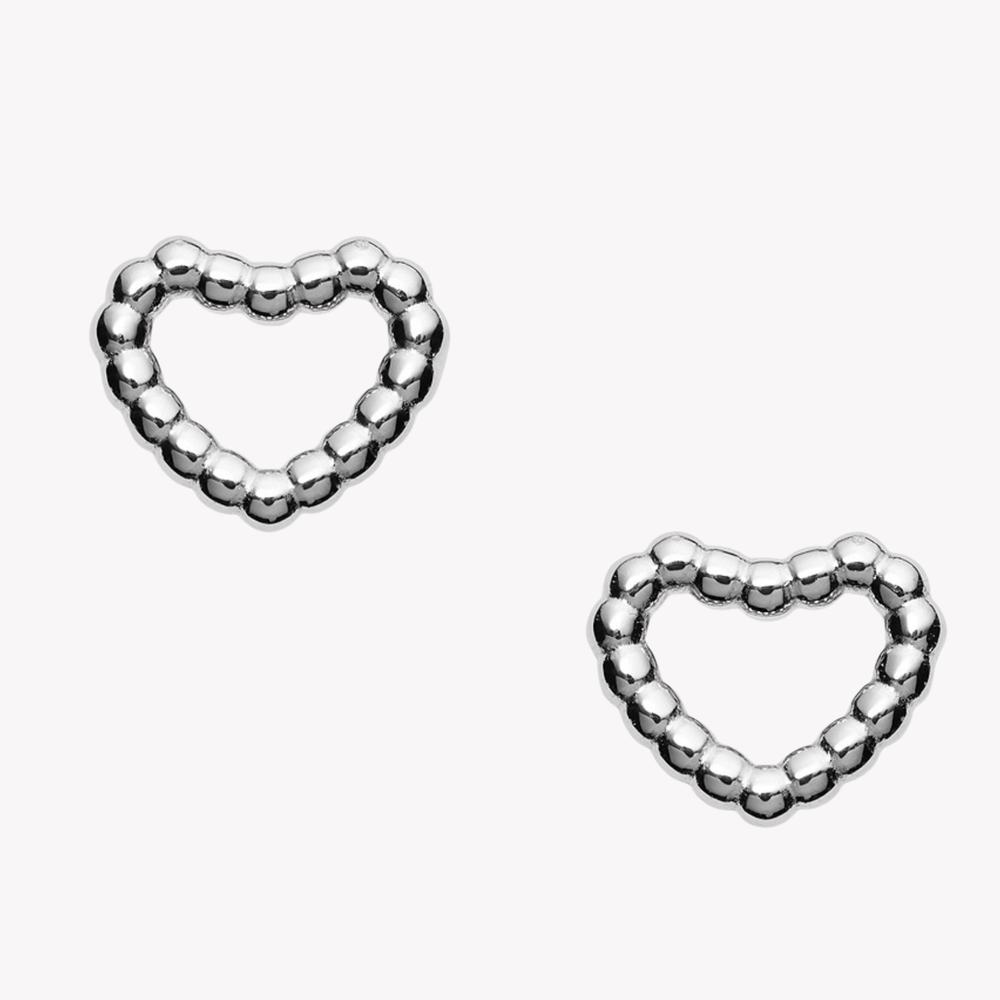 Fossil Women's Silver Earrings, Open Heart Sterling Silver | JFS00457040
