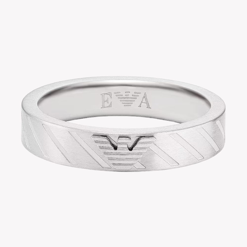 Emporio Armani Men's Silver Ring, Eagle Logo Detail | EGS2924040515
