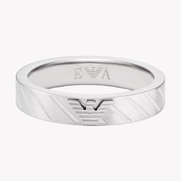 Emporio Armani Men's Silver Ring, Eagle Logo Detail | EGS2924040515