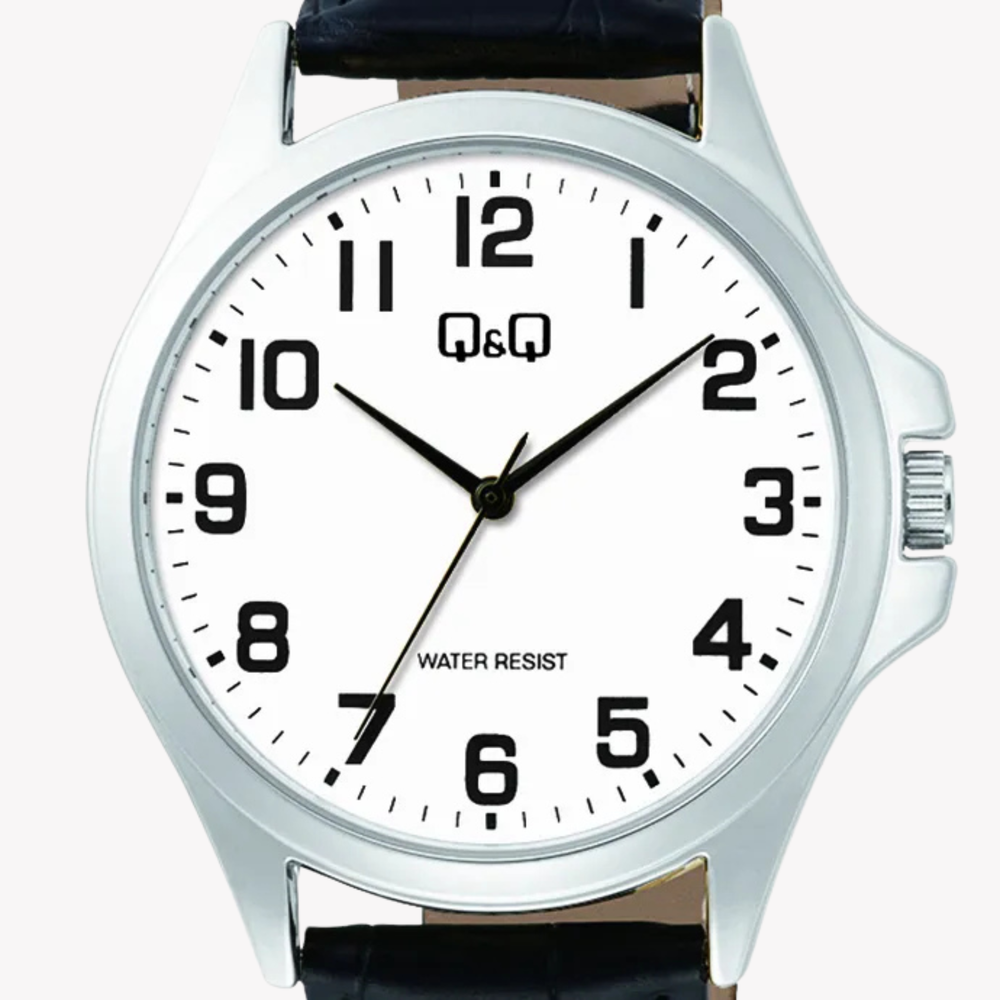 Q&Q Men's Silver Watch, White Dial | C36A-013PY