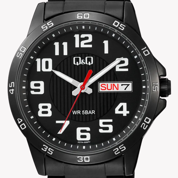 Q&Q Men's Black Watch, Black Dial | A37A-006PY