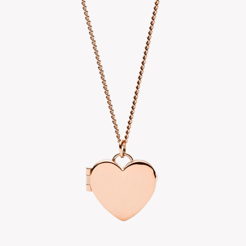 Fossil Women's Rose Gold-Tone Necklace, Heart Locket Pendant | JF03155791