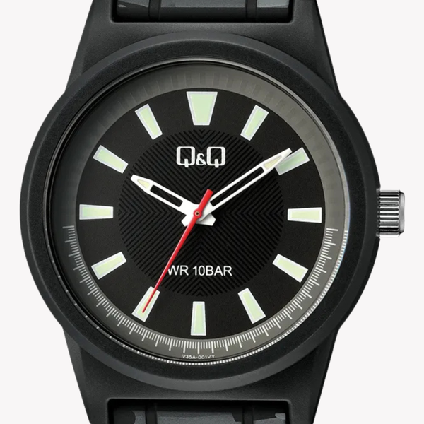 Q&Q Men's Black Men's Watch, Black Dial | V35A-001VY