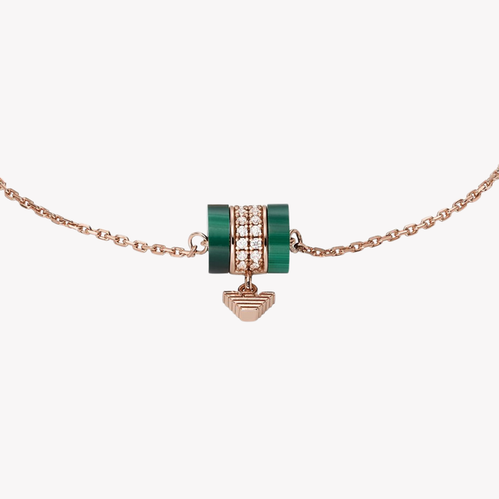 Emporio Armani Women's Rose Gold Bracelet, Malachite & Cubic Zirconia | EG3571221