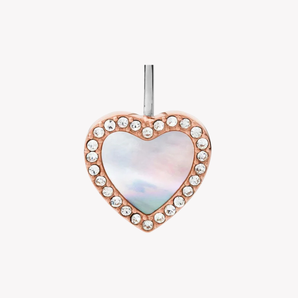 Fossil Women's Rose Gold Earrings, Mother-of-Pearl & Cubic Zirconia | JF03456791