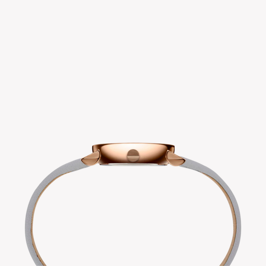 Montre femme PIERRE CARDIN avec boîtier en acier inoxydable or rose et bracelet en cuir gris