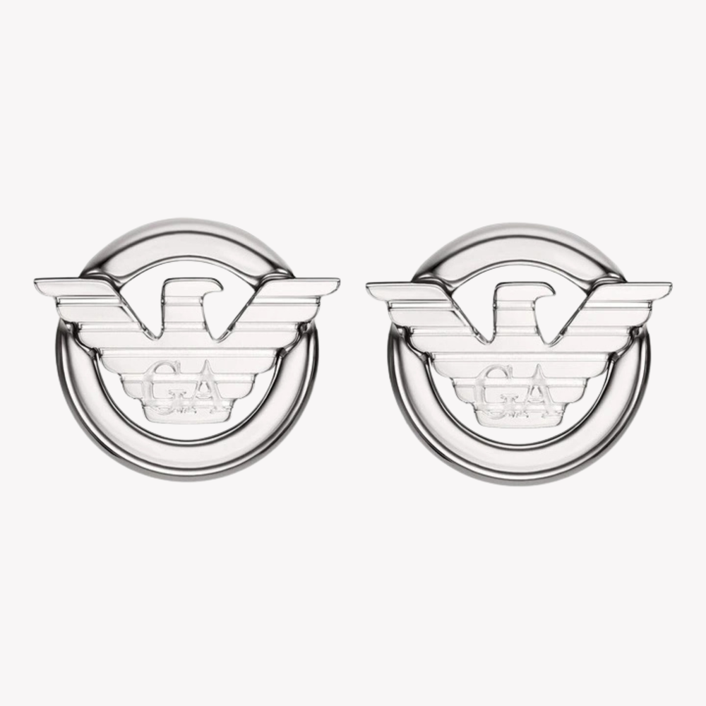 Emporio Armani Men's Silver Earrings, Eagle Logo Studs | EGS3238040