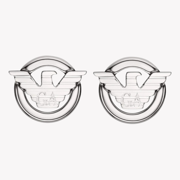 Emporio Armani Men's Silver Earrings, Eagle Logo Studs | EGS3238040