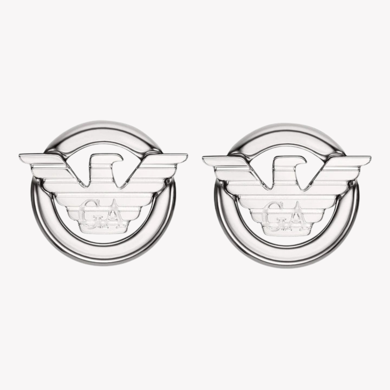 Emporio Armani Men's Silver Earrings, Eagle Logo Studs | EGS3238040