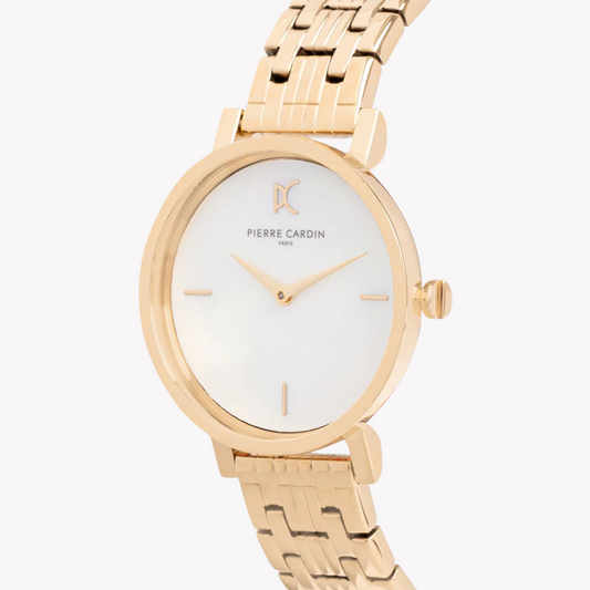 Pierre Cardin Women's Gold Watch, White Mother Of Pearls | Ccm.0527