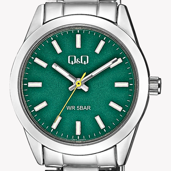 Q&Q Women's Silver Watch, Green Dial | Q82A-003PY