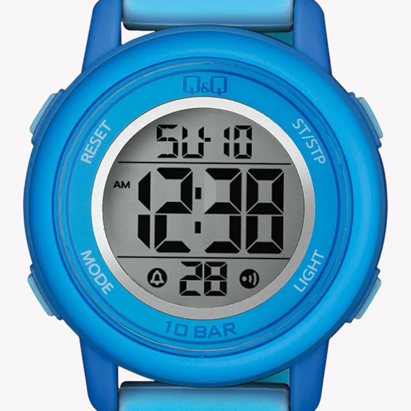 Q&Q Unisex Blue Watch, Grey Digital Dial | M208J001Y