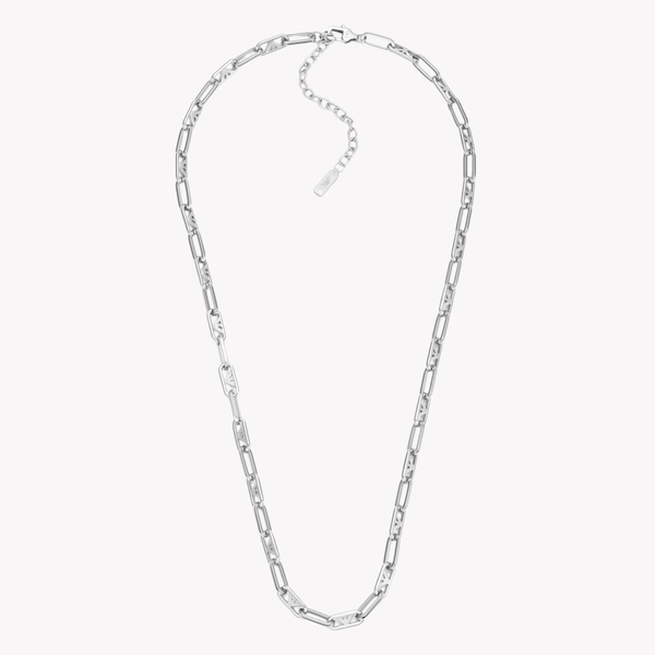 Emporio Armani Men's Silver Necklace, Twisted Oval Link Design | EGS3248040