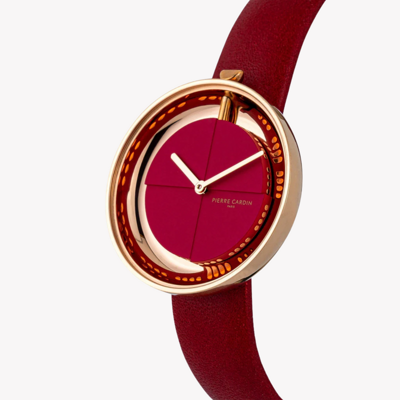 Pierre Cardin Women's Red Leather Watch, Rose Gold Case | Cma.0007 by i-watch