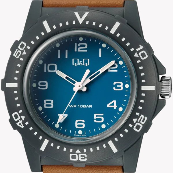 Q&Q Men's Black Watch, Blue Dial | V32A-010VY