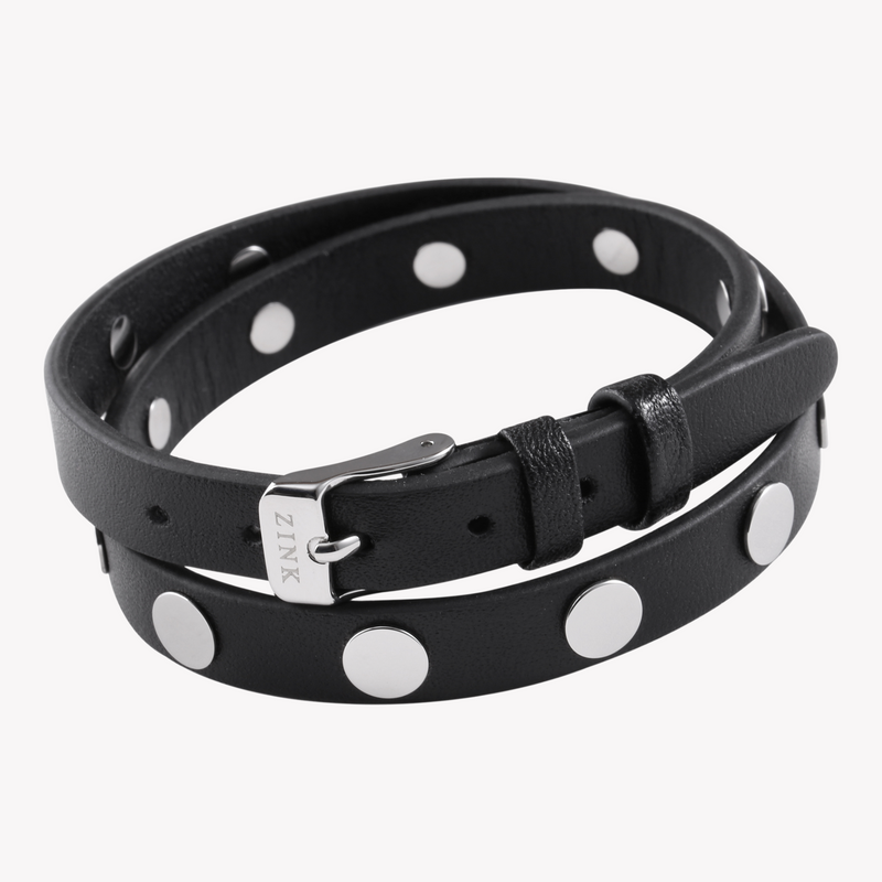 Zink Men's Black & Silver Leather & Stainless Steel Bracelet | Zjbc031lbp-A by i-watch