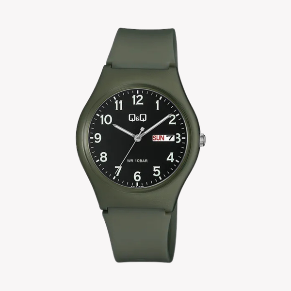 Q&Q Men's Green Watch,Black Dial | A212J008Y