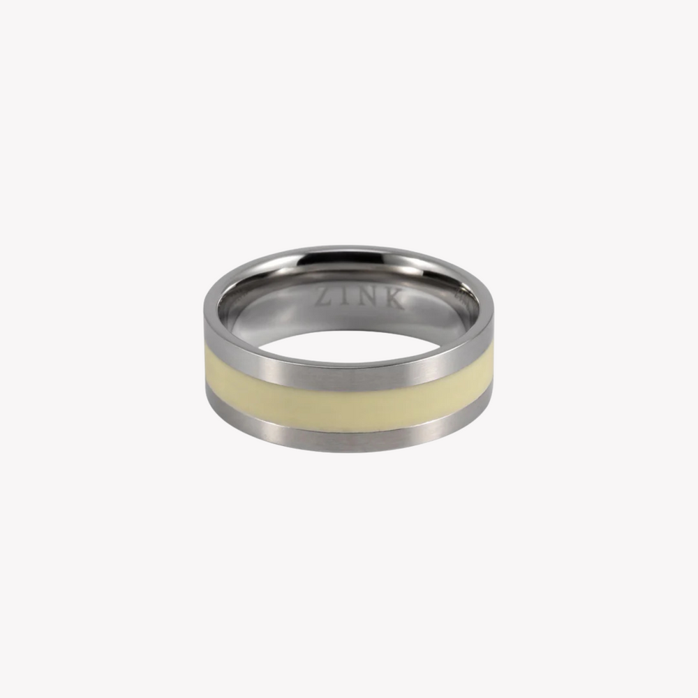 Zink Men's Silver & Beige Stainless Steel Ring | Zjrg002smw