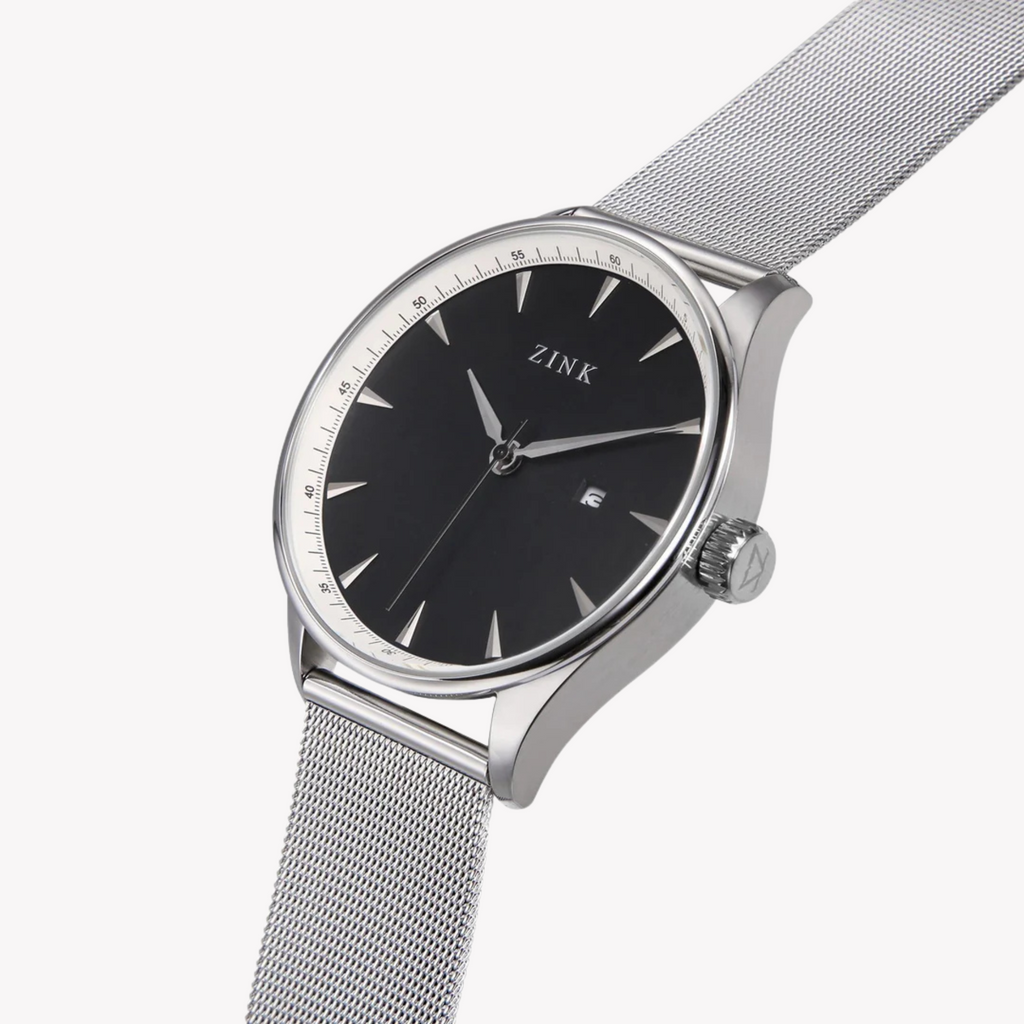 Zink Men's Stainless Steel Black Dial Quartz Watch | Zk127g1ms-26