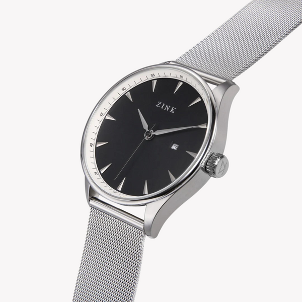 Zink Men's Stainless Steel Black Dial Quartz Watch | Zk127g1ms-26