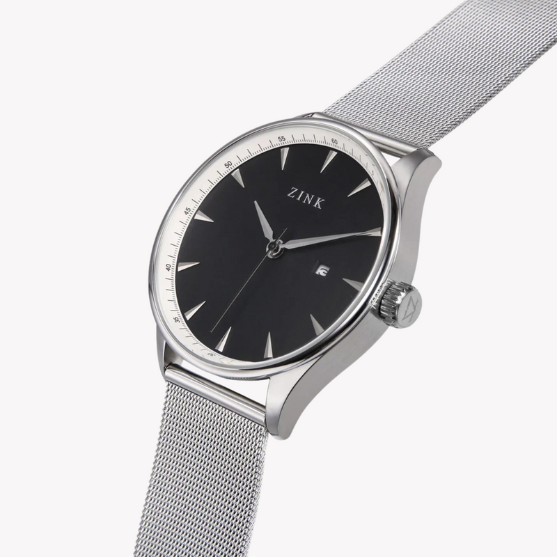 Zink Men's Stainless Steel Black Dial Quartz Watch | Zk127g1ms-26 by i-watch