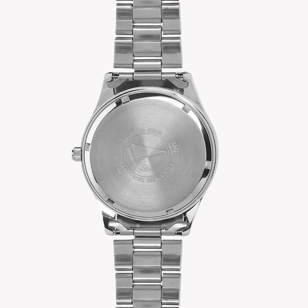 Q&Q Men's Silver Watch, Black Dial | S294J212Y