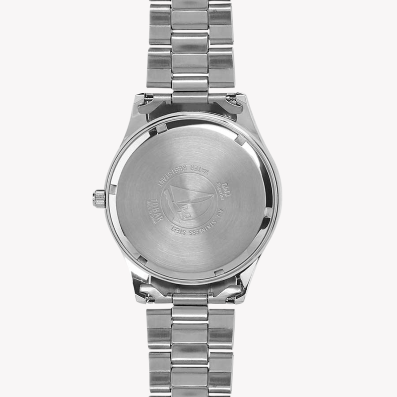 Q&Q Men's Silver Watch, Black Dial | S294J212Y