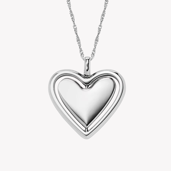 Fossil Women's Silver Necklace, Rotating Heart Pendant | JF04836040