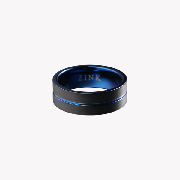 Zink Men's Black & Blue Stainless Steel/Tungsten Ring | Zjrg031tbbl