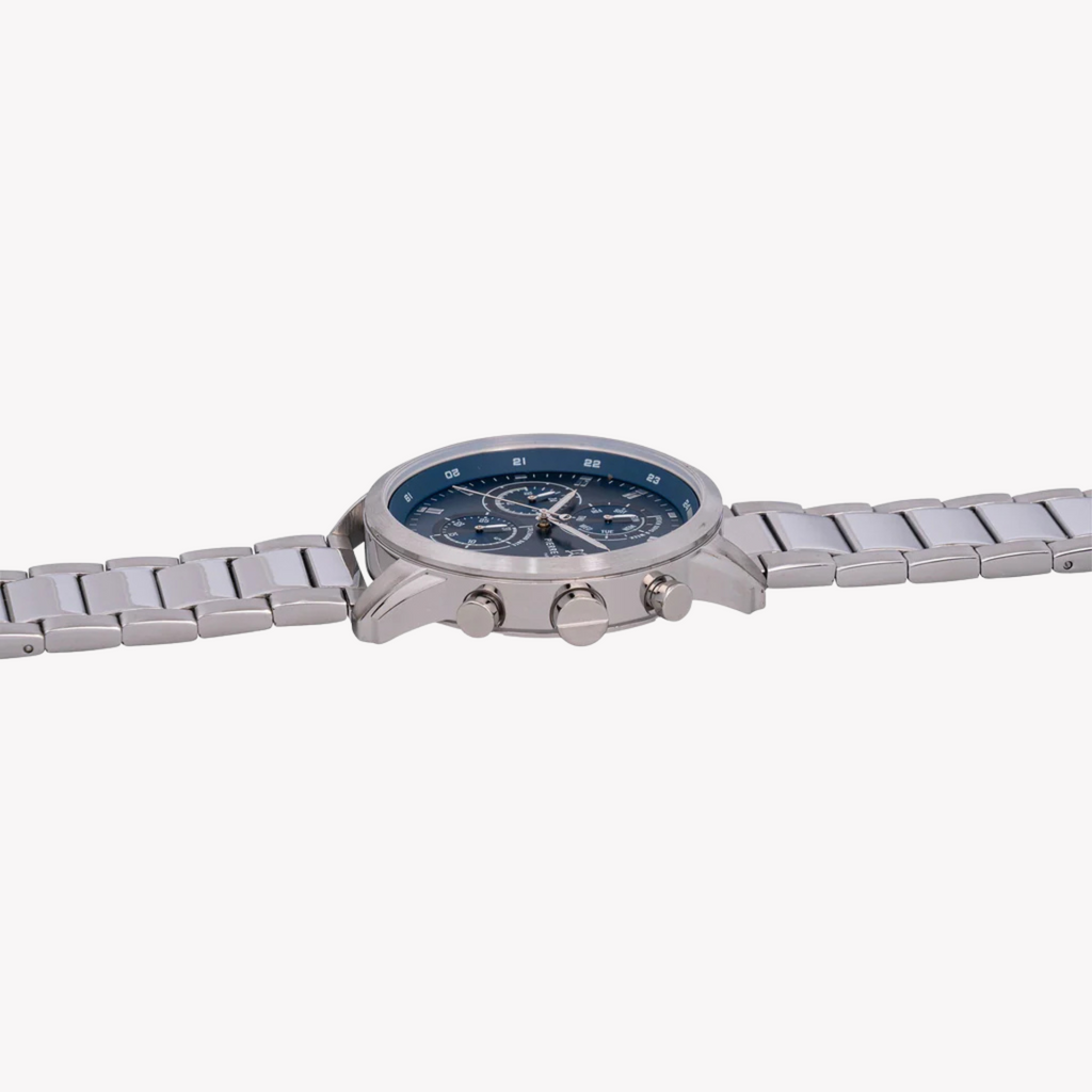 Pierre Cardin Men's Silver Metal Watch, Blue Dial | Ccp.5005