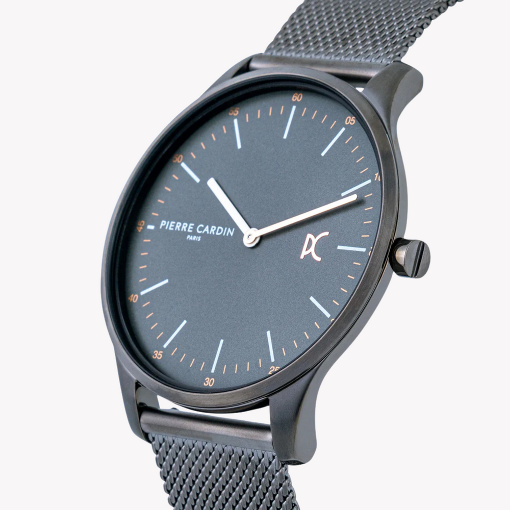 Pierre Cardin Men's Gray Stainless Steel Watch, Black Case | Cba.4014