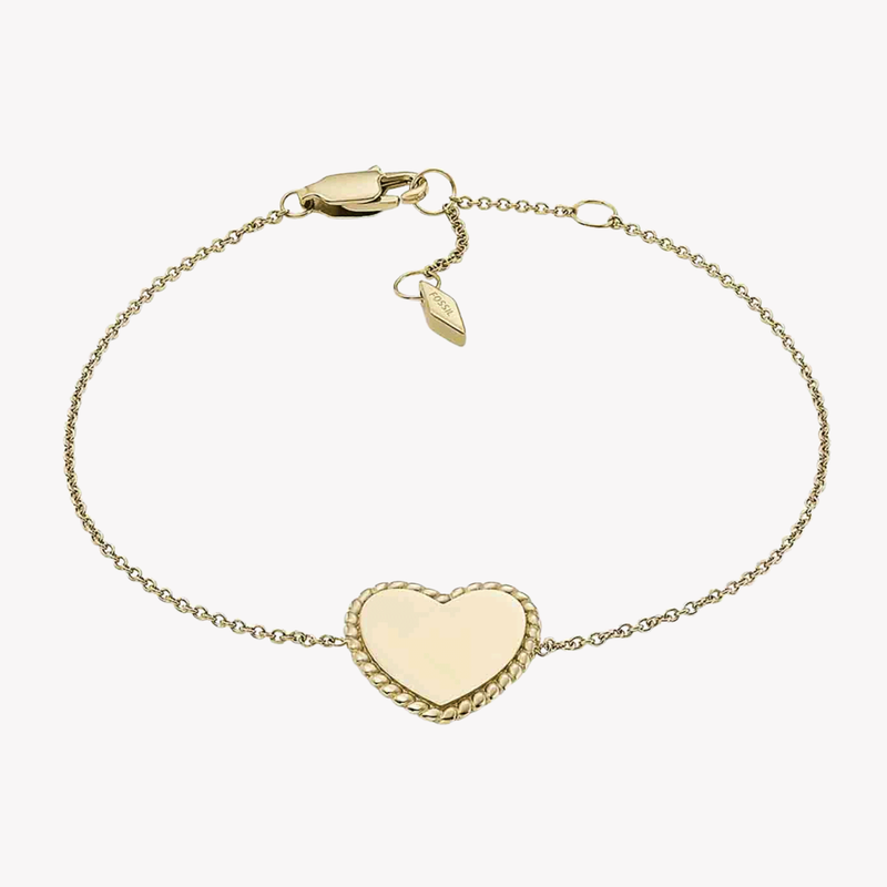 Fossil Women's Gold-Tone Station Bracelet, Heart Charm | JF04361710