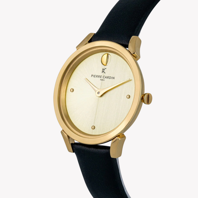 Pierre Cardin Women's Black Leather, Gold Case | Cpi.2533 by i-watch