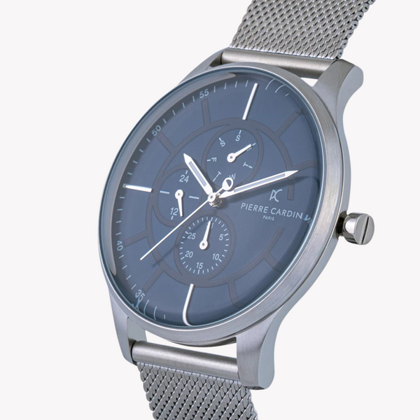 Pierre Cardin Men's Silver Stainless Steel Watch, Blue Dial | Pc902731f121 by i-watch