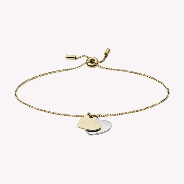 Fossil Women's Silver & Gold Bracelet, Heart Chain Details | JF03948998