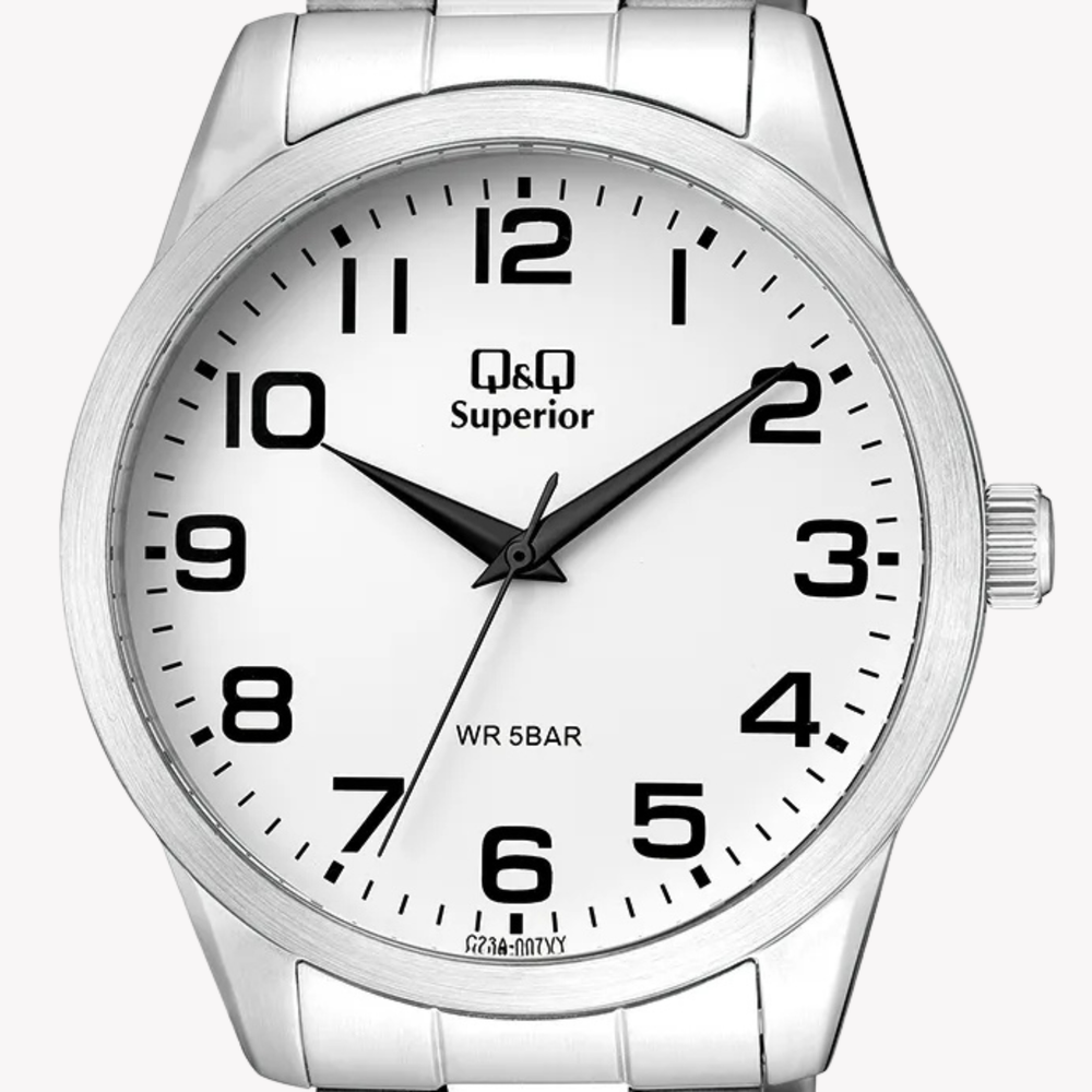 Q&Q Men's Silver Men's Watch, White Dial | C23A-007VY