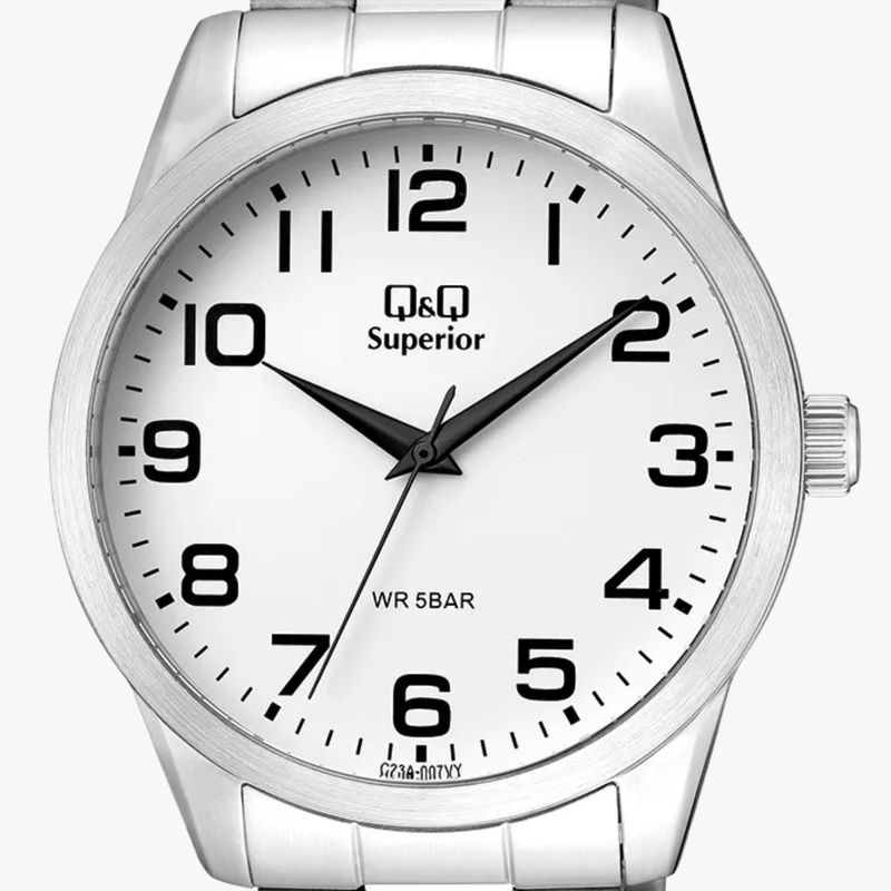 Q&Q Men's Silver Men's Watch, White Dial | C23A-007VY
