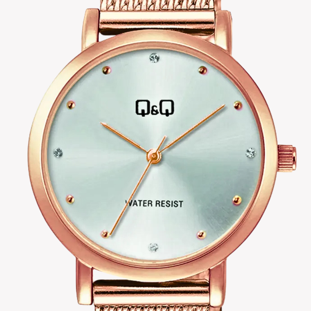 Q&Q Women's Gold Watch, Silver Dial | C35A-007PY
