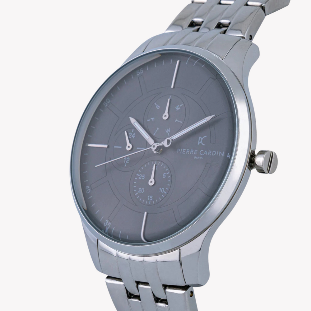 Pierre Cardin Men's Silver Watch, Black Dial | Pc902731f108 by i-watch