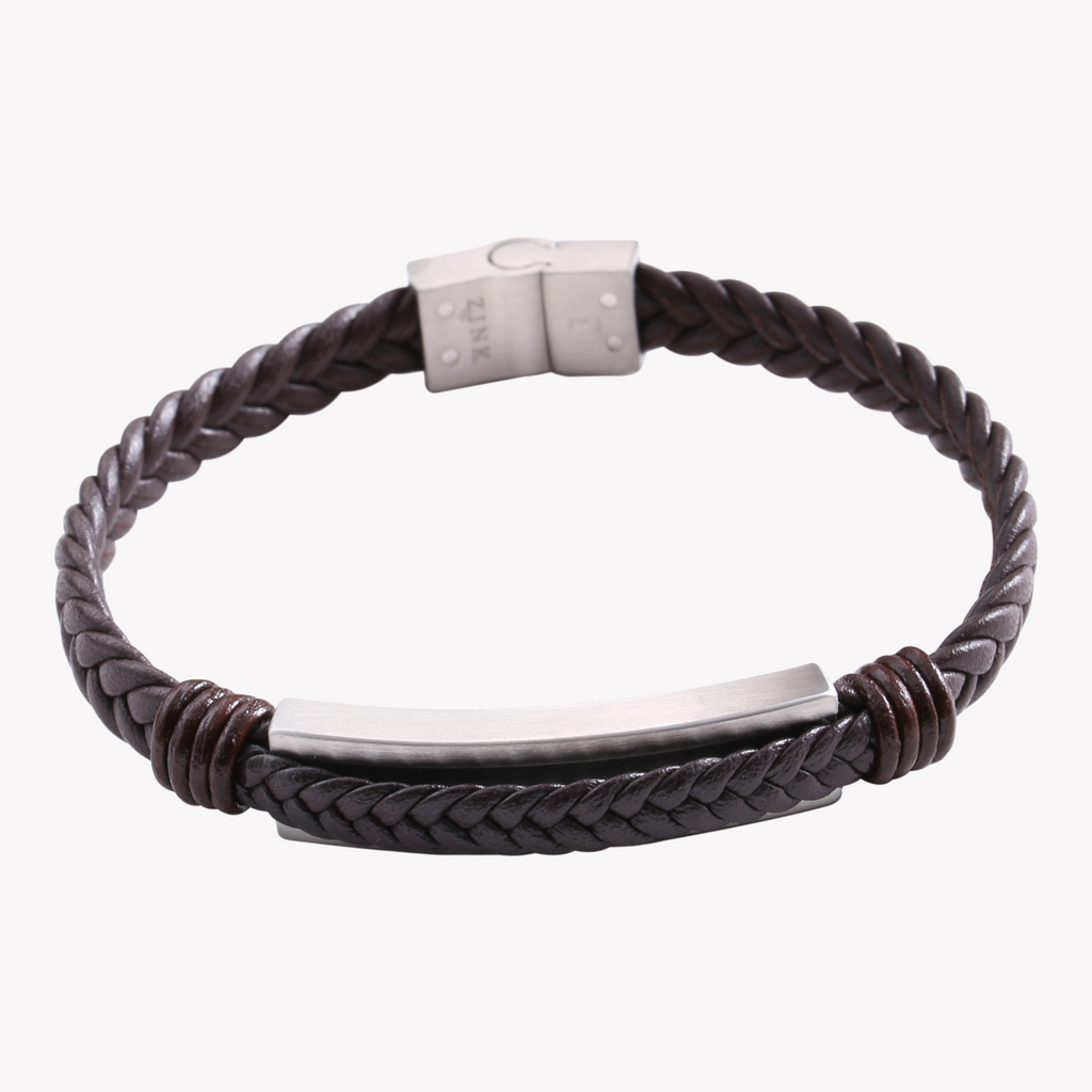 Zink Men's Brown & Silver Stainless Steel Bracelet | Zjbc028sclbr