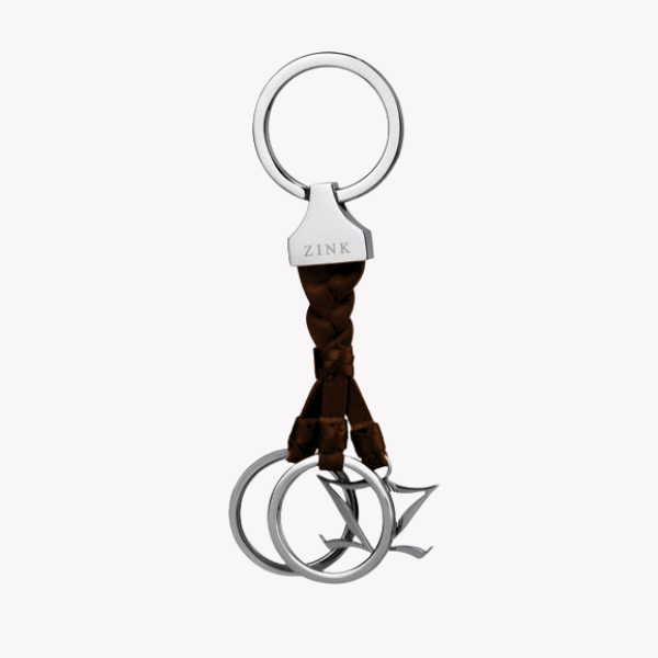 Zink Men's Stainless Steel & Leather Keychain | ZJKC002SL-MBW by i-watch