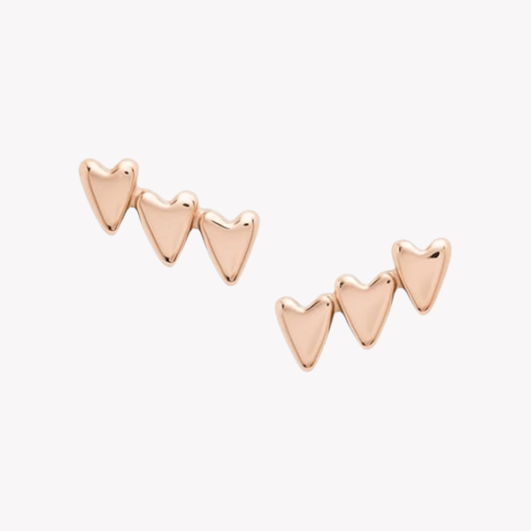 Fossil Women's Rose Gold Earrings, Stacked Heart Details | JF03367791