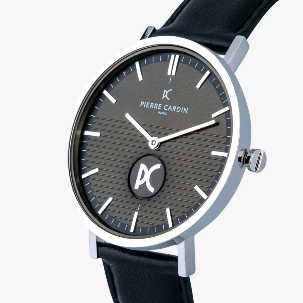Pierre Cardin Men's Black Leather Watch, Silver Case | Cbv.1049 by i-watch