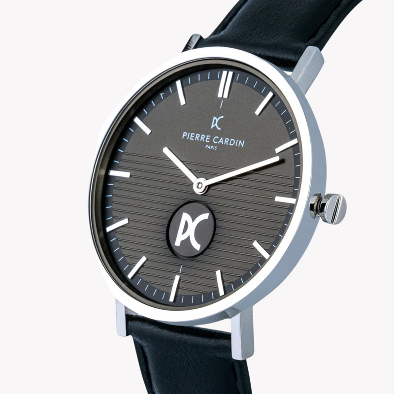Pierre Cardin Men's Black Leather Watch, Silver Case | Cbv.1049 by i-watch