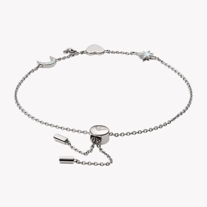 Emporio Armani Women's Silver Bracelet, Heart & Logo Charms | EG3389040