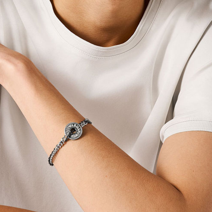 Emporio Armani Men's Silver & Gunmetal Bracelet, Chain Link | EGS3094040