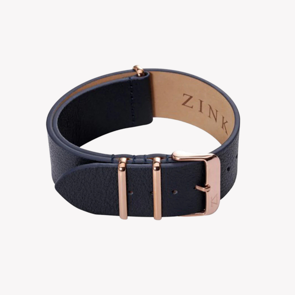 Zink Men's Leather Watch Band - Dark Blue | Zlb001dbwg by i-watch