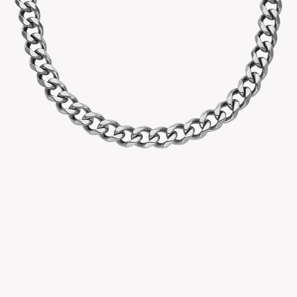 Fossil Men's Silver Necklace, Bold Curb Chain | JF04614040